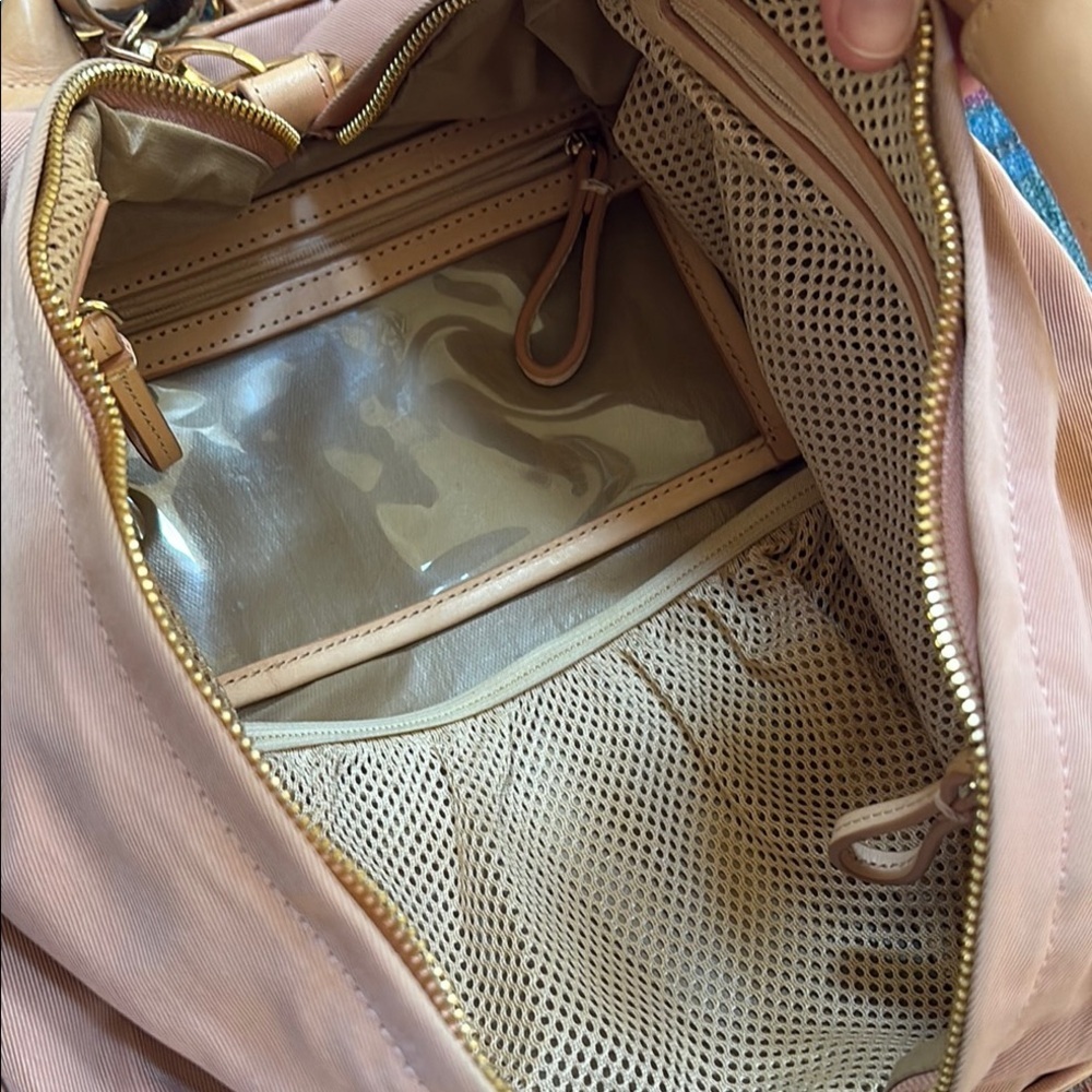 Caraa Blush Pink & Tan Nylon Backpack - Picture 4 of 8